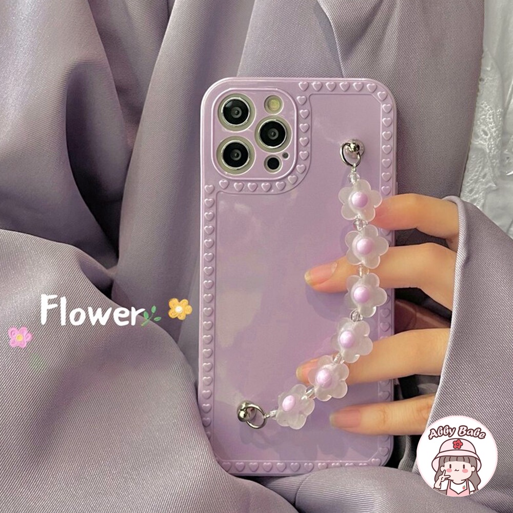Ốp Điện Thoại TPU Mềm Chống Sốc Họa Tiết Hoa Oải Hương 3D Kèm Dây Đeo Cho IP 13 12 11 Pro Max XR 8 7 Plus