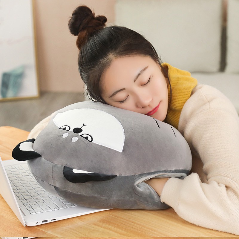 Bộ chăn gối văn phòng hình thú 3 trong 1 gấu gối mền cute siêu đáng yêu DOVOHA GM035