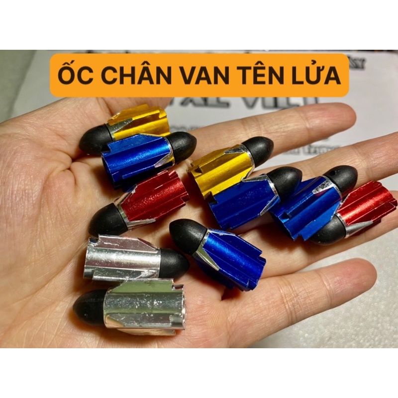 Ốc chân van hơi xe máy hình hỏa tiễn - 4 màu - Cực thời trang - Đèn xe Việt - Ốc van vòi xe máy