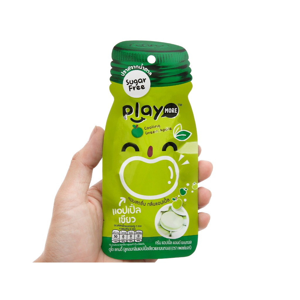 Kẹo the vị táo xanh Play More gói 12gr