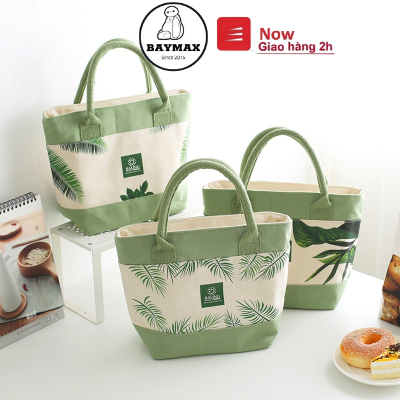 Túi đựng cơm cao cấp vải CANVAS Bailing 3 lớp cách nhiệt, cỡ to size 29x20x19cm