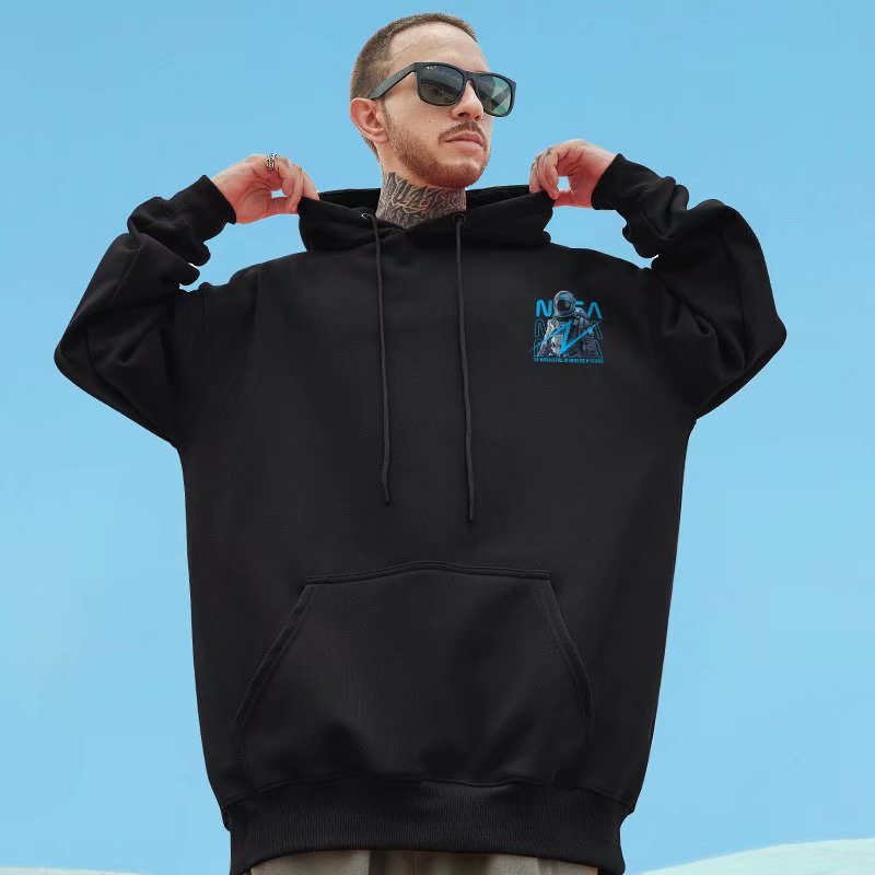 Áo hoodie mặc ngoài dáng rộng in họa tiết NASA phi hành gia size lớn M-5XL thời trang thu đông dành cho nam