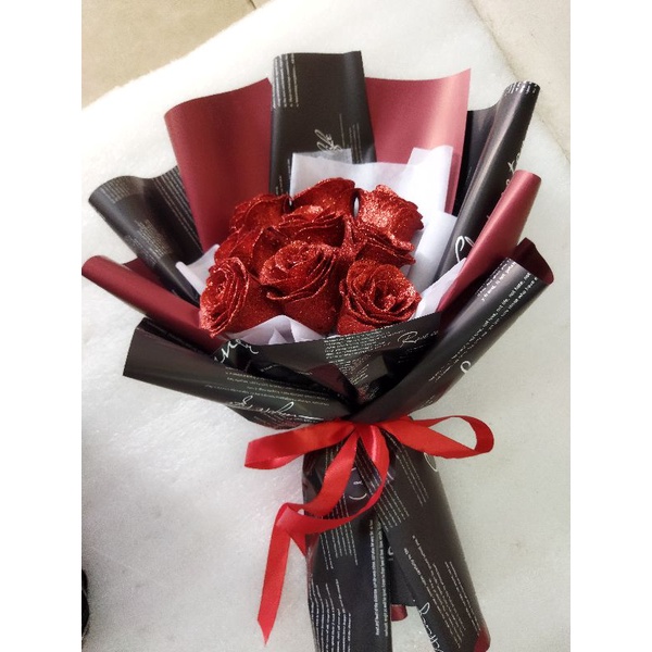 Bó hoa nhũ kim tuyến 9b