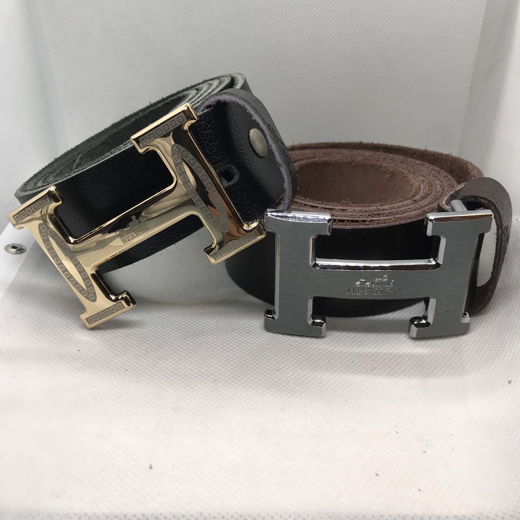 Thắt Lưng nam chữ H, Dây Nịt nam mặt khóa chữ H kim loại đúc, dây da bò nguyên miếng Siêu Bền