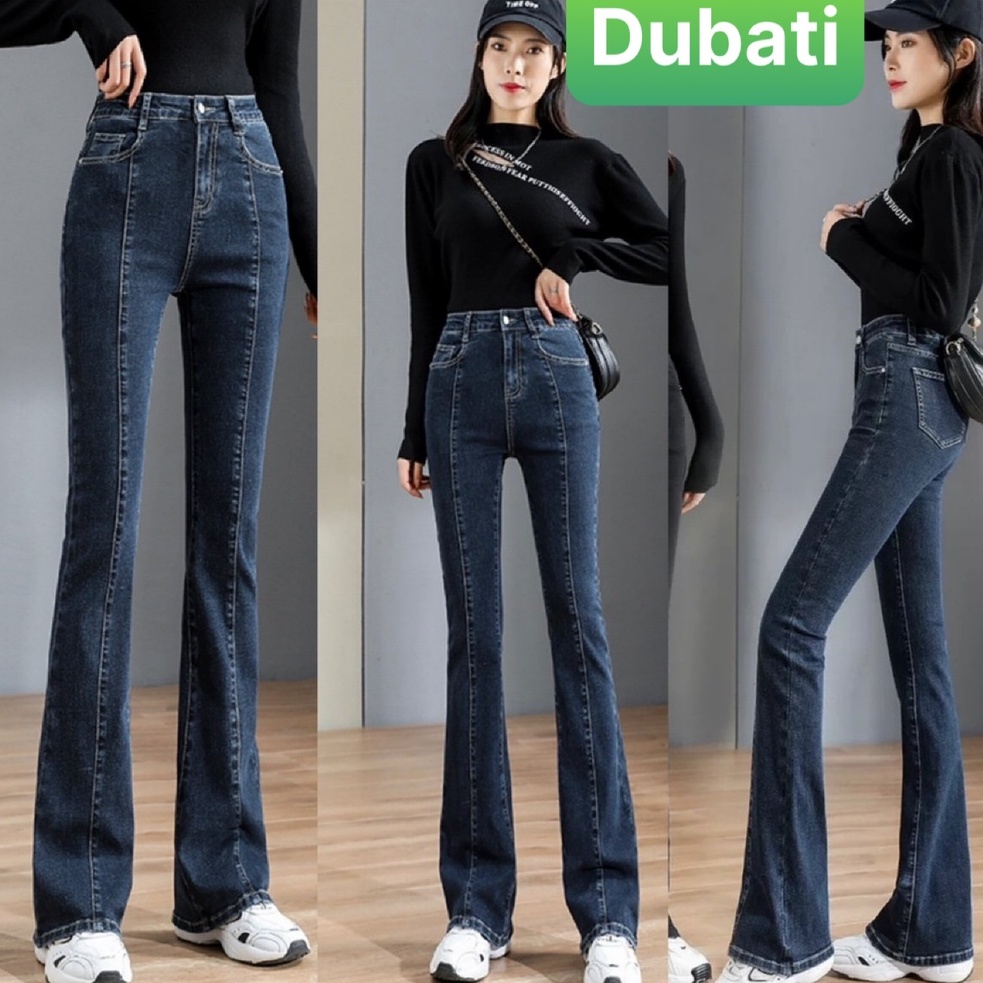 QUẦN JEAN NỮ CHẤT BÒ ỐNG LOE DÁNG DÀI DẬP GÂN LƯNG CAO NÂNG MÔNG DÁNG CAO NGỌC NGÀ PHONG CÁCH XỊN SÒ - DUBATI FASHIO