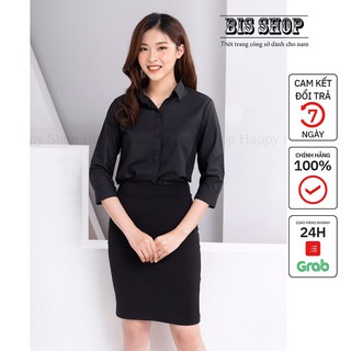 Áo sơ mi dài tay thuộc dòng áo sơ mi nữ basic được thiết kế dựa trên form dáng người Việt