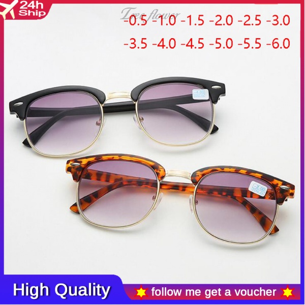Mắt kính Cận Thị Gọng Nửa Tròng Màu Xám Nhạt Cổ Điển Dành Cho Nam Và Nữ Thay Thế miễn phí phím-0.5 -1 -1.5 -2.5 -3 -3.5 -4 -4.5 -6