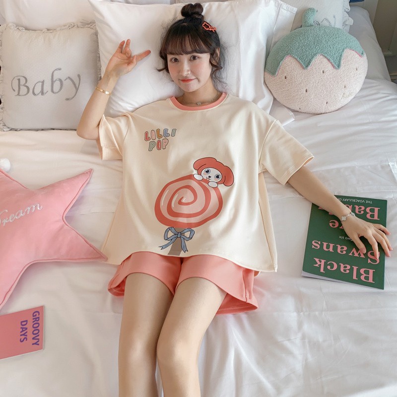 Bộ đồ mặc nhà đùi cộc chất mềm mát với họa tiết siêu kute dễ thương mới nhất BC08 (bầu bí nhỏ bon chen)
