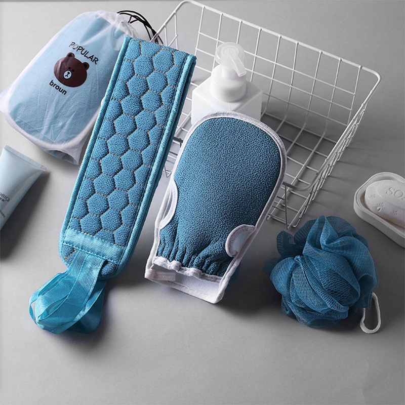 Set 3 Găng Tay Tắm Và Tẩy Tế Bào Chết Cho Lưng