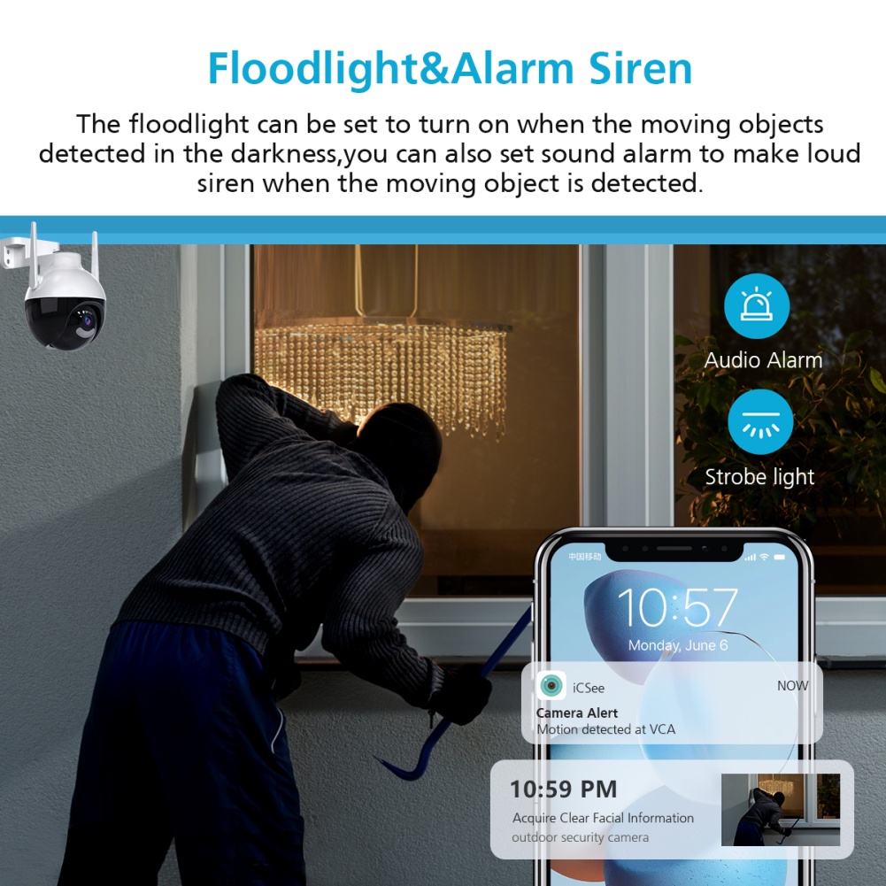 Camera Wifi Camera Ngoài Trời 4mp 2K 1080P Fhd Tích Hợp Xoay Ai Heby1