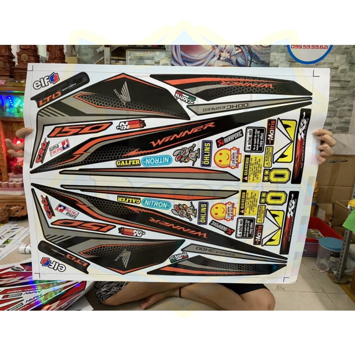 ( Quí khách vui lòng mang ra tiệm cho thợ dán ) Tem winner tổ ong đen 4