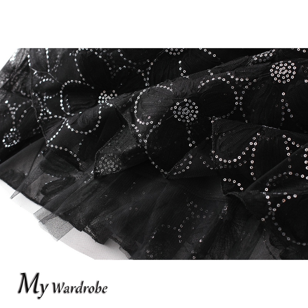 Chân Váy Ren Dáng Chữ A Đính Kim Sa Phong Cách Thời Trang Dành Cho Nữ