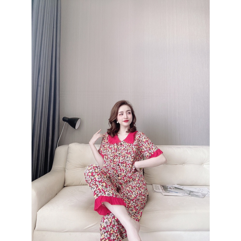 Đồ bộ nữ dài chất liệu lụa 100D có hoạ tiết trẻ trung mặc nhà đẹp | BigBuy360 - bigbuy360.vn