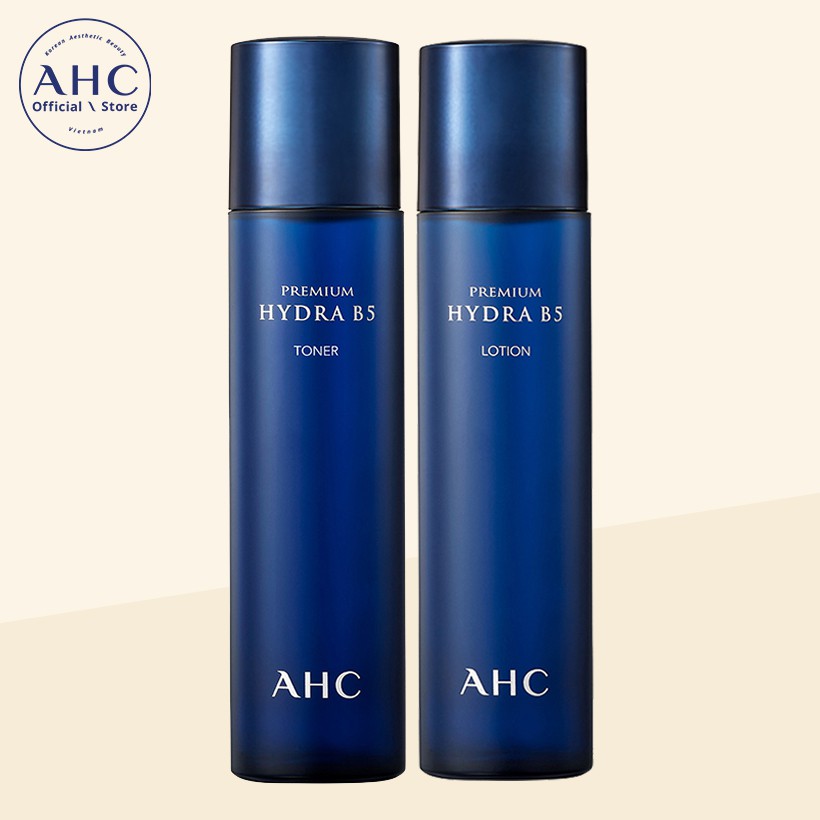 Combo Nước hoa hồng AHC premium Hydra B5 Toner 120ml + Kem dưỡng da và chống nếp nhăn AHC premium Hy