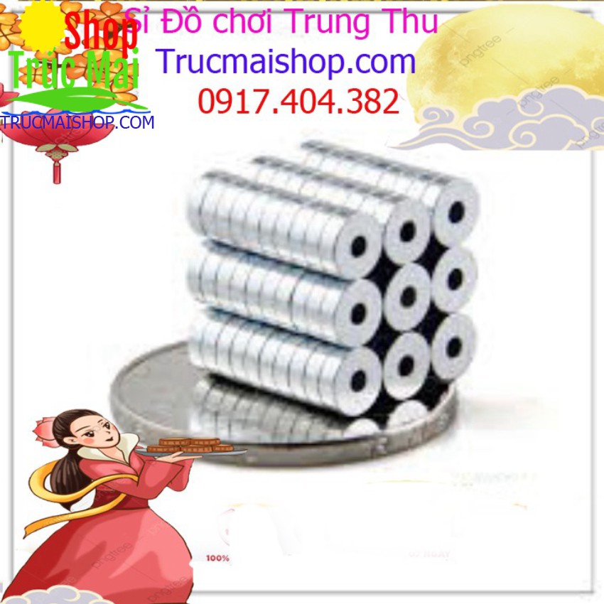 1 viên nam châm câu cá, nam châm đất hiếm lực mạnh làm cần câu cá trẻ em, KT: 6,5*1,8 lỗ 2mm