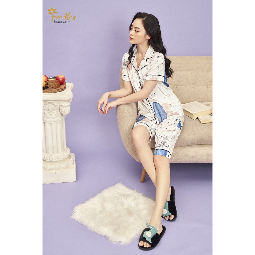 Bộ đồ ngủ, mặc nhà chất Lụa Giấy Luxury QUẦN LỬNG PHONG CÁCH CHÂU ÂU ,forme pijama