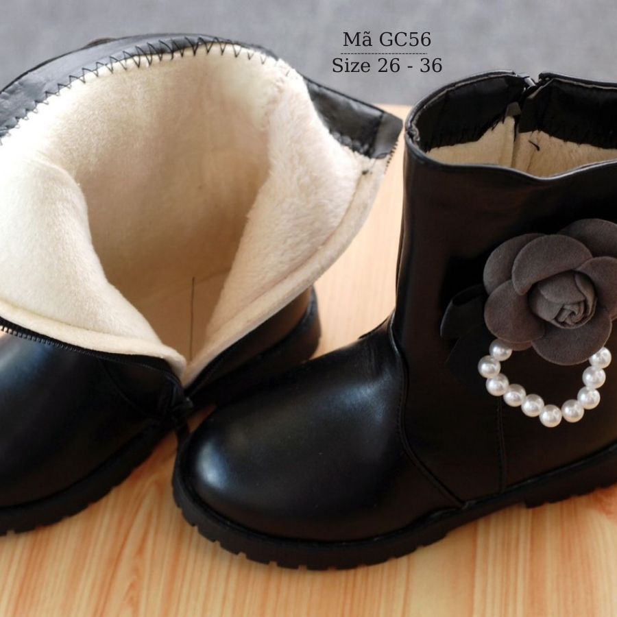 Boot cho bé gái 3 4 5 6 7 đến 12 tuổi cổ cao dáng dài chiến binh lót lông ấm áp cho bé đi học thời trang GC56
