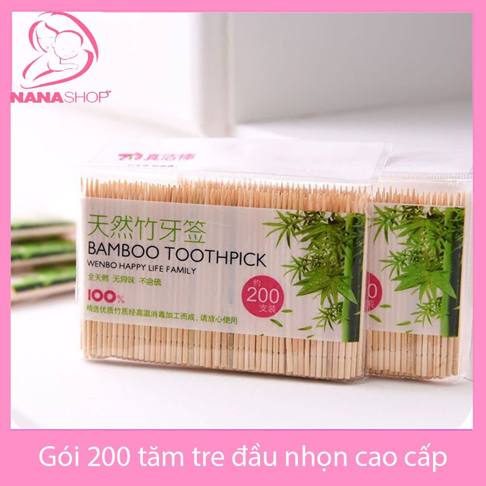 Gói 200 tăm tre đầu nhọn cao cấp tiện dụng