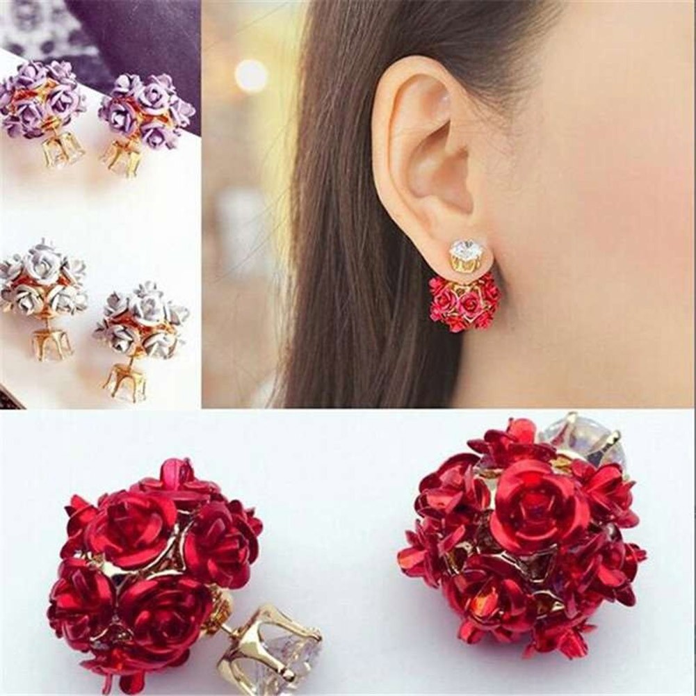 Hoa tai mặt hình hoa hồng nữ tính