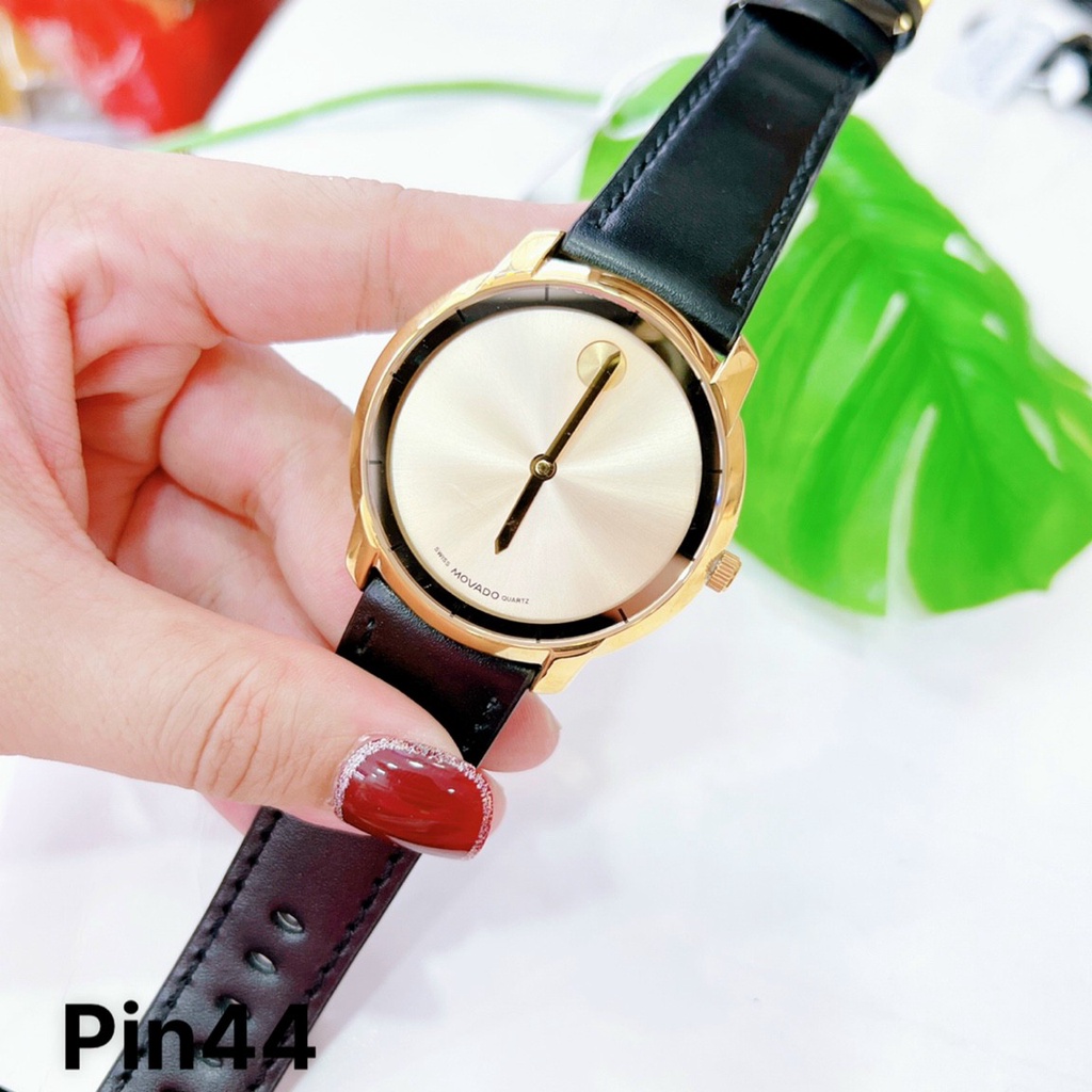 Đồng hồ nam MVD bold dây da vỏ vàng , size 44mm