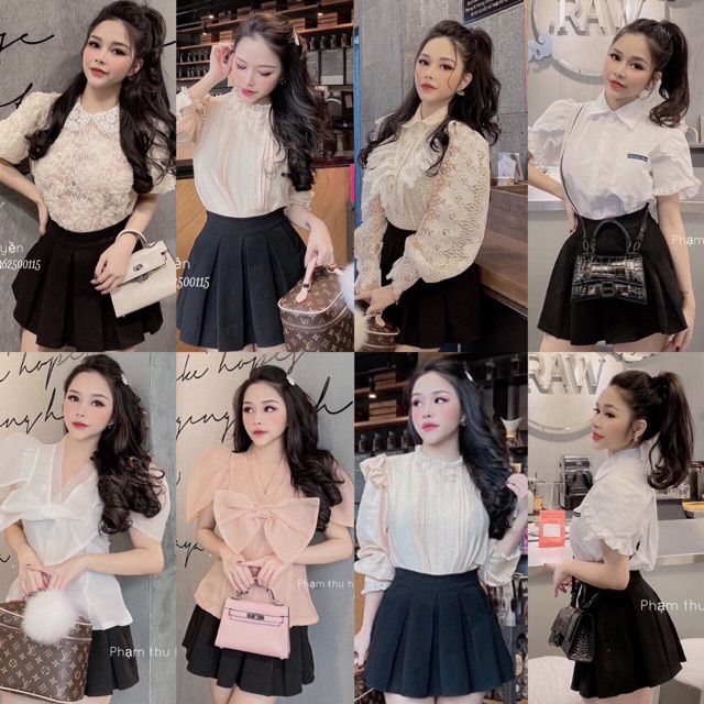 Chân váy xoè xếp ly to