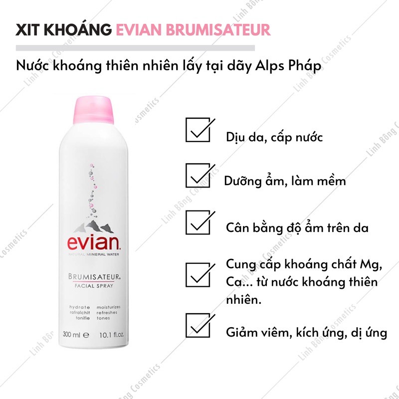 XỊT KHOÁNG EVIAN FACIAL SPRAY 400ML (hàng đủ bill , video mua hàng )