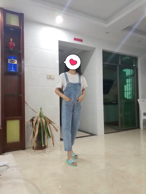 quần yếm baggy ulzzang order quần yếm bò jean trơn rộng dáng hàn quốc KÈM ẢNH THẬT