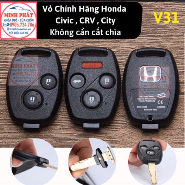 Nút bấm chìa khoá xe Honda Civic, City, Crv, Accord