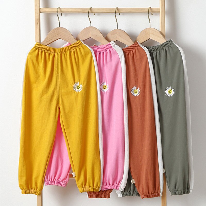 Quần Dài Thể Thao Bằng Cotton Linen Thời Trang Xuân Hè Cho Bé Gái 2-6 Tuổi