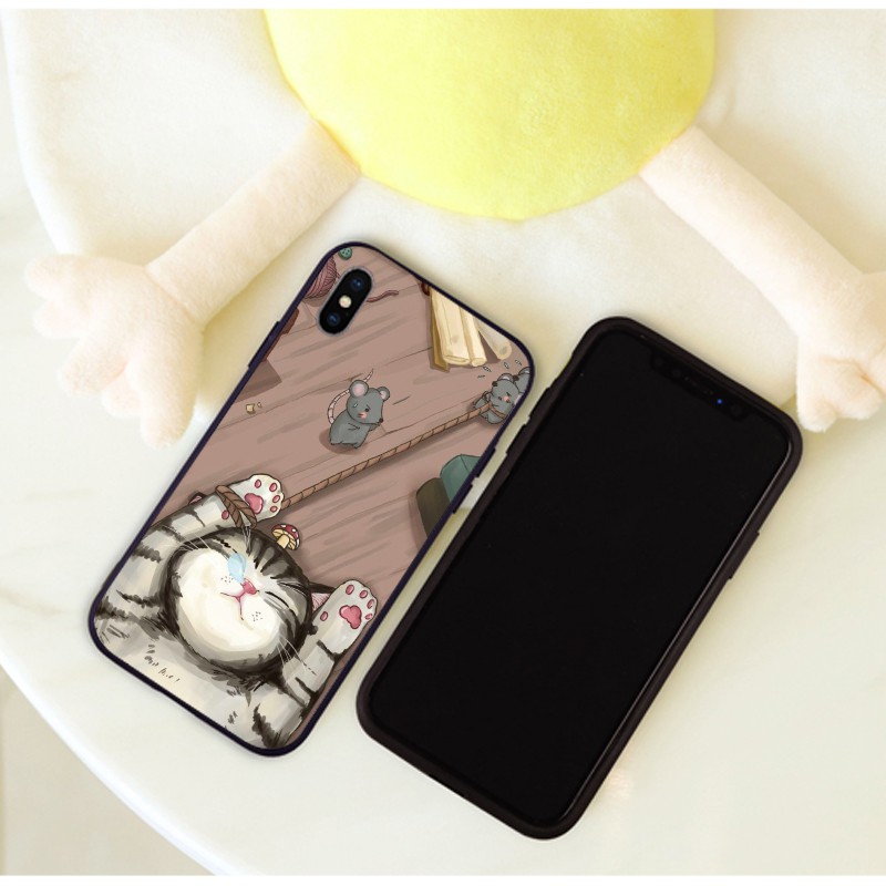 Ốp Điện Thoại Mềm Hình Mèo Lười Hoạt Hình Cho iphone 11 13 pro xs max 5s 6s 7 8 plus x xr 12 mini 14 pro max se2