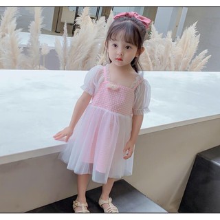 Váy đầm công chúa kèm nơ cài bé gái nhẹ nhàng xinh yêu 8-18kg
