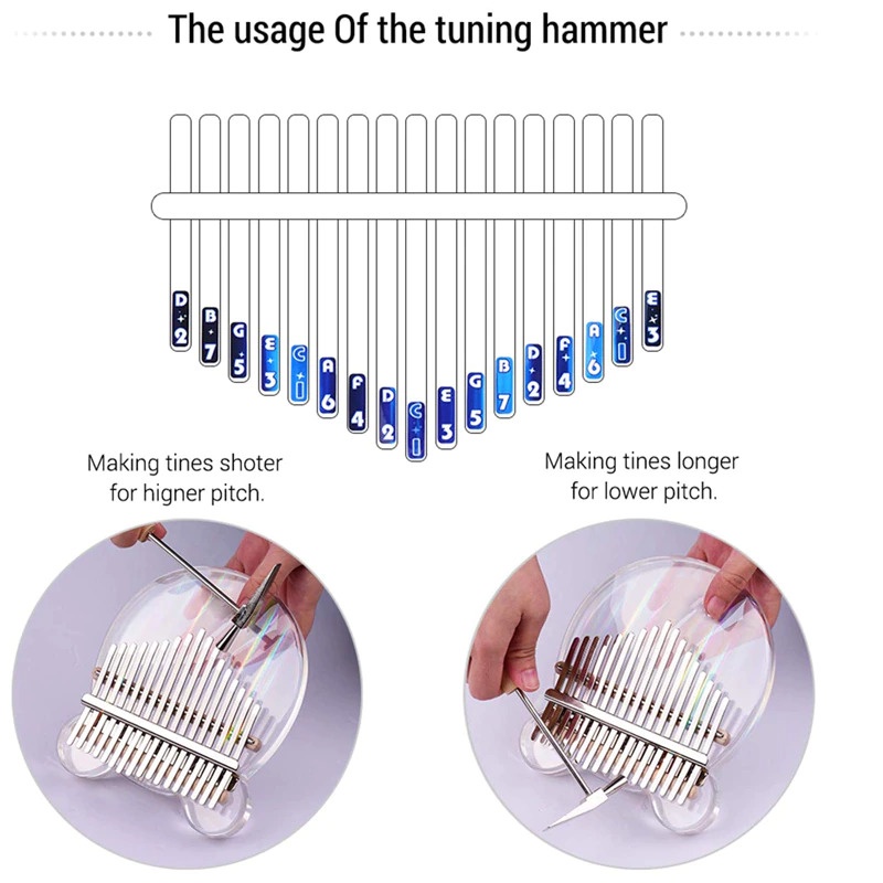 Đàn kalimba trong suốt 17 phím TONIC KALIMBA chính hãng tặng búa chỉnh âm TONIC - M17102