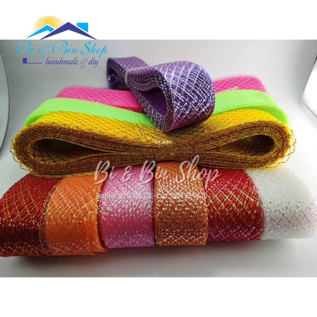 Sỉ Xấp 22m Ruy Băng Lưới Karo Rộng 4,5cm Làm Bó Hoa Cưới, Hoa Cô Dâu Và Phụ Kiện Trang Trí