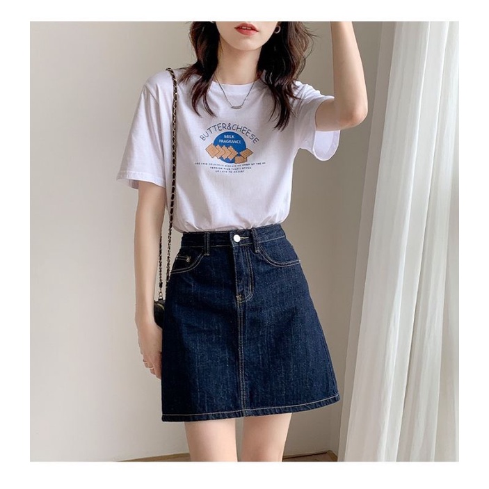 Set Áo Phong Và Chân Váy Jeans
