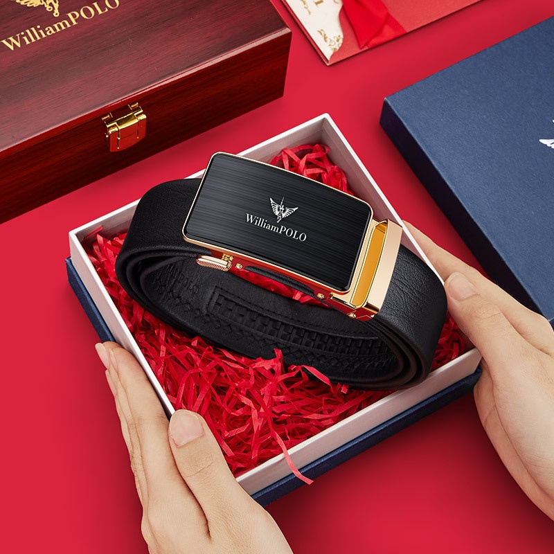 Thắt lưng nam cao cấp WilliamPOLO , dây nịt nam cao cấp - POLO21327P full hộp đựng và túi xách