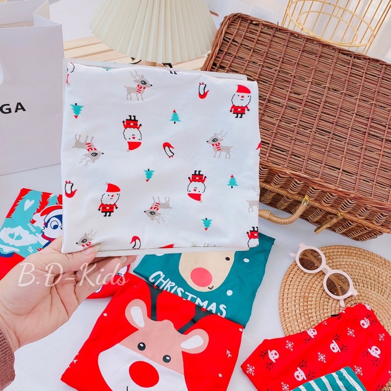 Bộ minky mom thun lạnh dài tay ❤️ freeship ❤️ bộ dài in hoạ tiết Giáng sinh noel cho bé trai bé gái