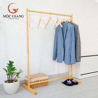 Giá treo quần áo thanh ngang đơn gỗ thông size l - kệ treo quần áo kiểu hàn quốc - single hanger mộc giang