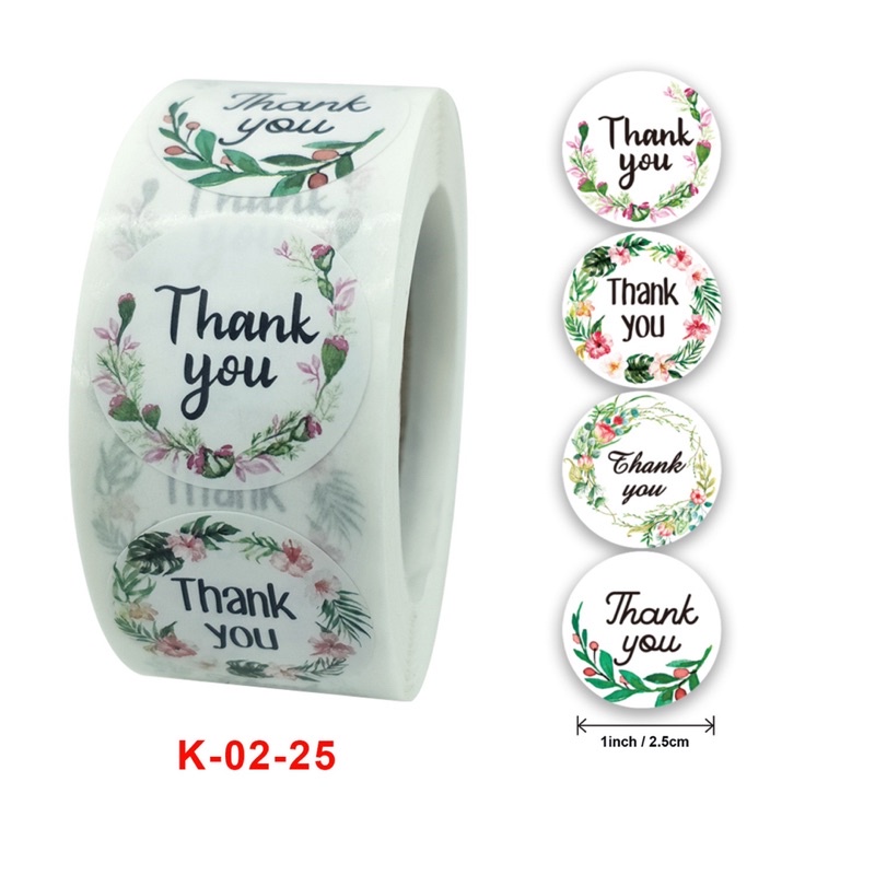 set 100 tem dán/ nhãn dán Thank you mẫu 6 size 2.5 cm