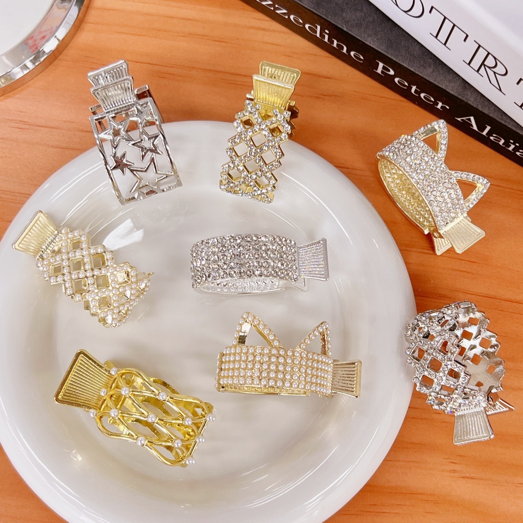 Kẹp Tóc Càng Cua Mini Kim Loại Đính Đá Sang Trọng Phong Cách Hàn Quốc YOS