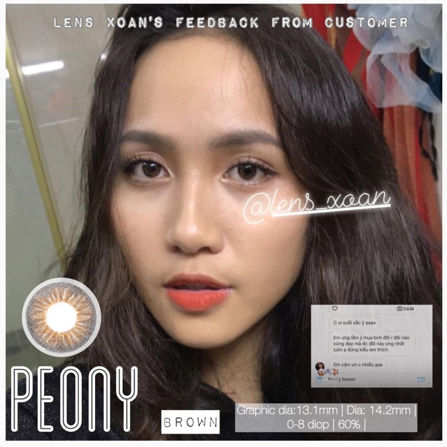 KÍNH ÁP TRÒNG PEONY BROWN CỦA OLENS: NÂU HỔ PHÁCH TỰ NHIÊN | LENS XOẮN ( GIÁ 1 CHIẾC)