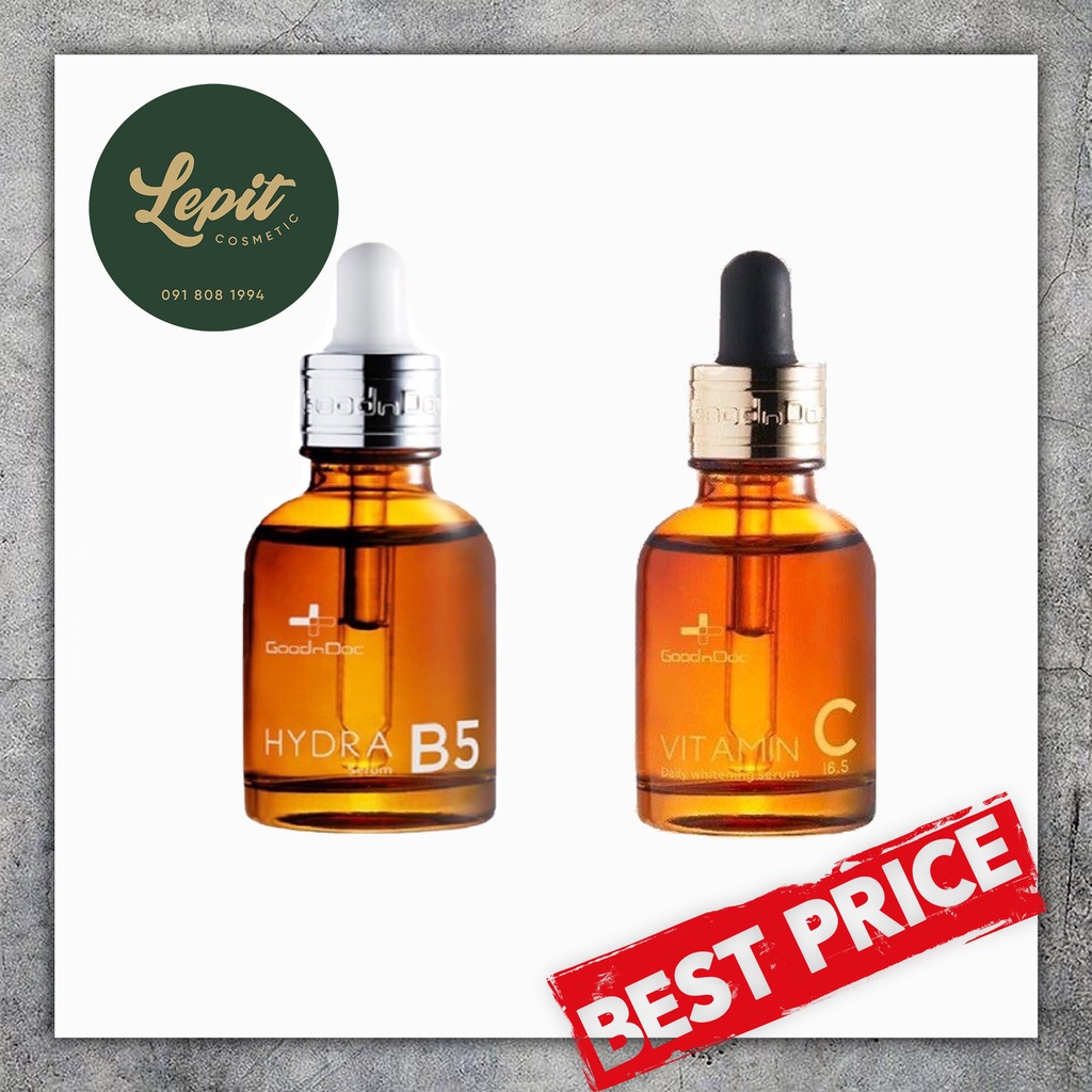 Serum Dưỡng Ẩm Phục Hồi GoodnDoc Hydra B5 và Serum Làm Sáng Da Chống Lão Hóa GoodnDoc Vitamin C