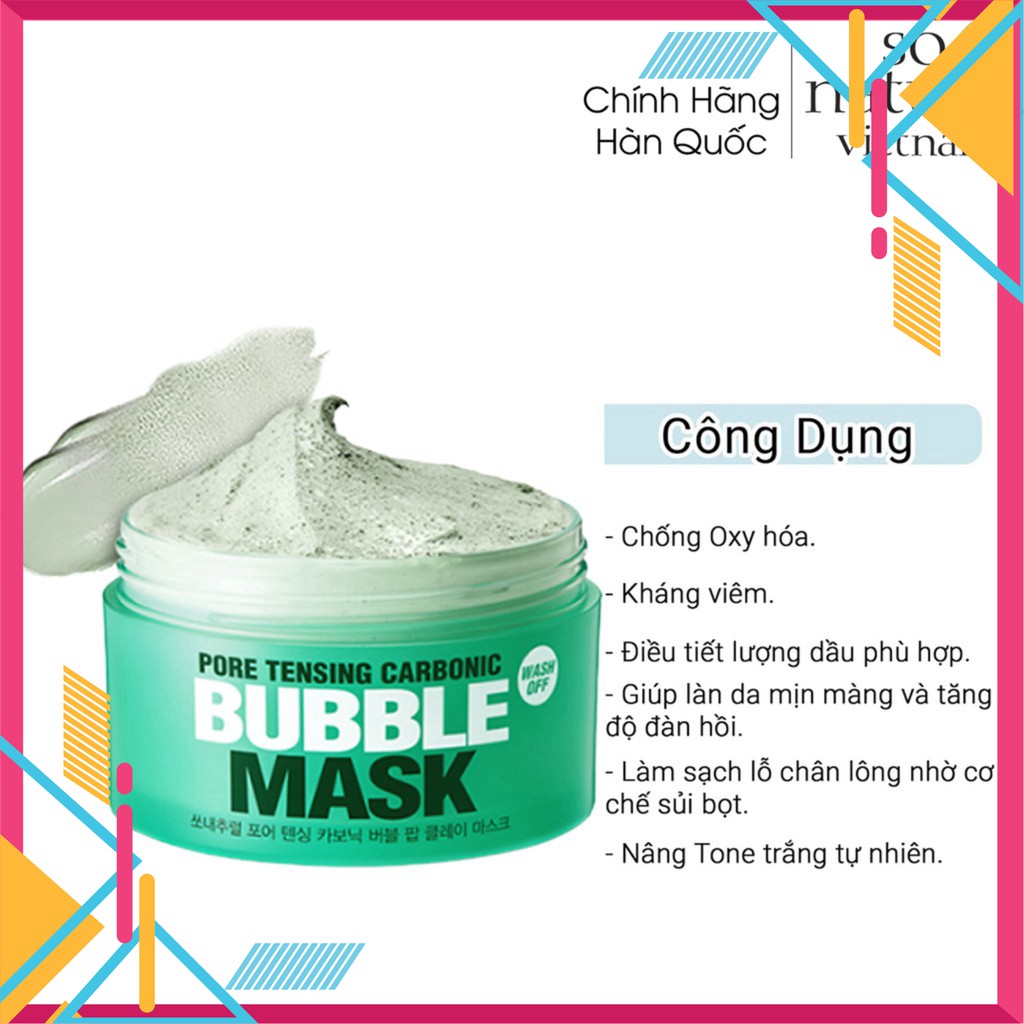 Mặt Nạ Thải Độc Da So Natural Pore Tensing Carbonic Bubble Mask 130g, dạng bong bóng l Nhập Khẩu Chí