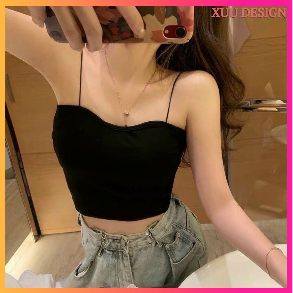 Áo 2 Dây Mảnh Croptop Có Đệm Ngực Kiểu Dáng Thời Trang, XuuDesign [AD01]