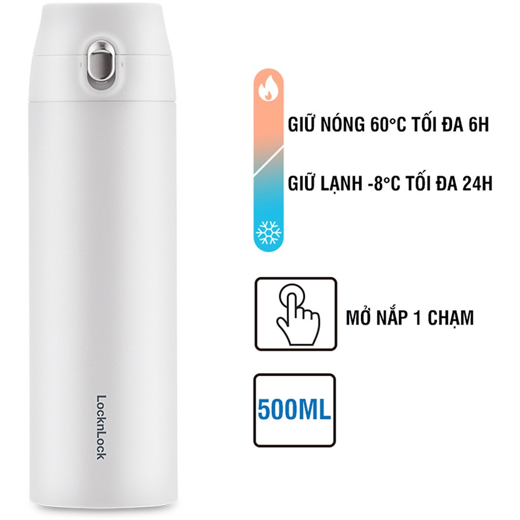 Bình Giữ Nhiệt Lock&Lock Featherlight One-Touch Tumbler LHC3257 , Hàng Chính Hãng, Mở Nắp Một Chạm - Happi House