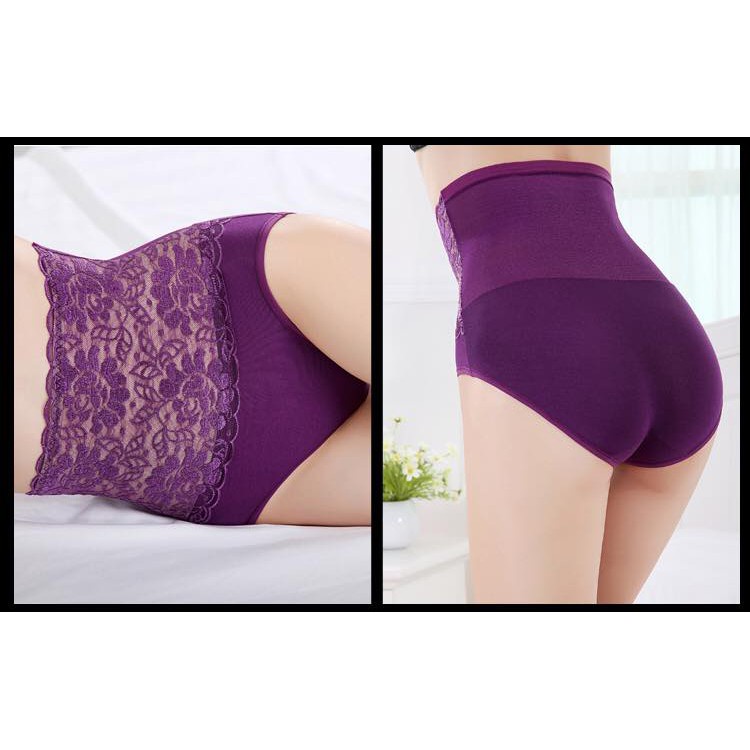 [ chọn màu ] Quần lót nữ cotton phối ren cạp cao gen bụng, quần lót định hình 2015