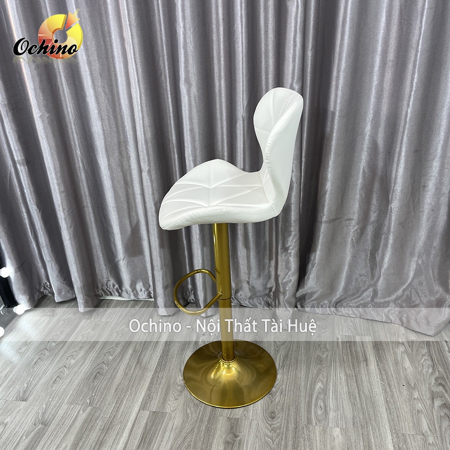 Ghế Quầy Lễ Tân, Ghế Quầy Bar Mẫu KIM CƯƠNG Chân Vàng K1 Tĩnh Điện Điều Chỉnh Độ Cao 60/80 Và Xoay 360 Độ