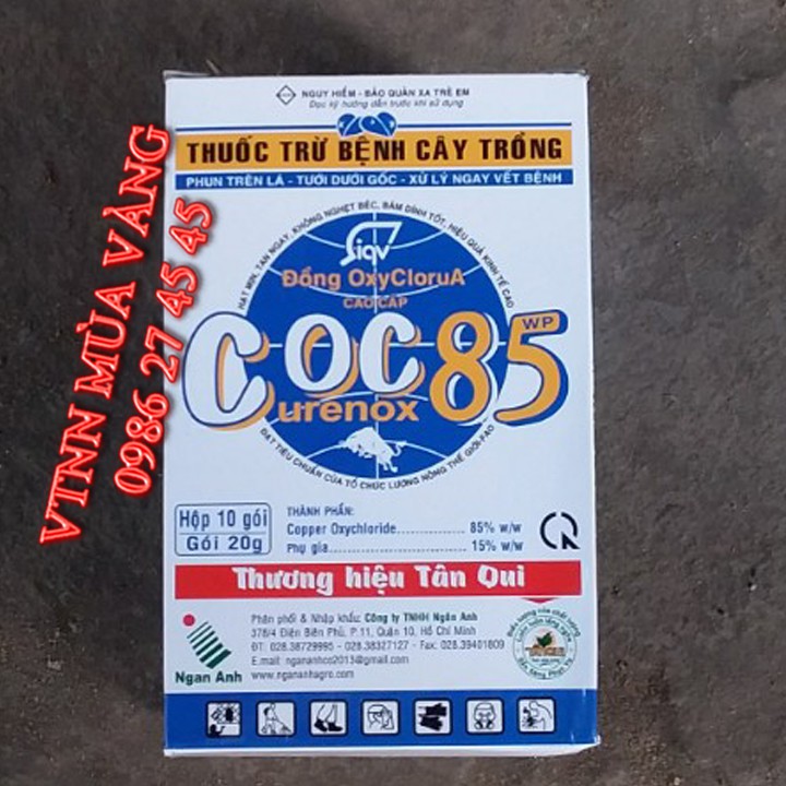 Thuốc trị bệnh rỉ sắt nấm hồng thán thư cây mai vàng COC 85 WP 20gram