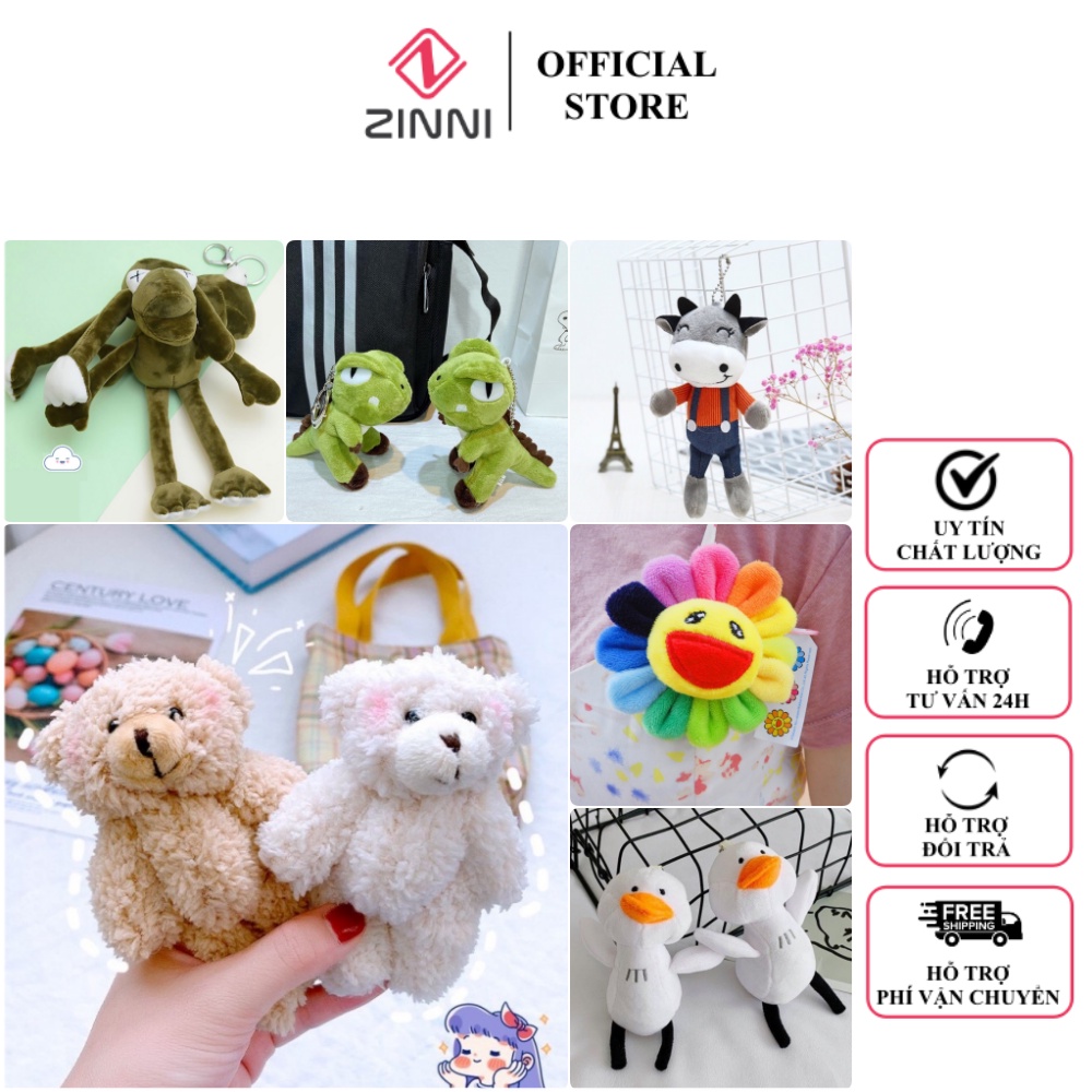 Móc khóa gấu bông bò sữa , vịt , khủng long treo balo túi xách đôi cute dễ thương