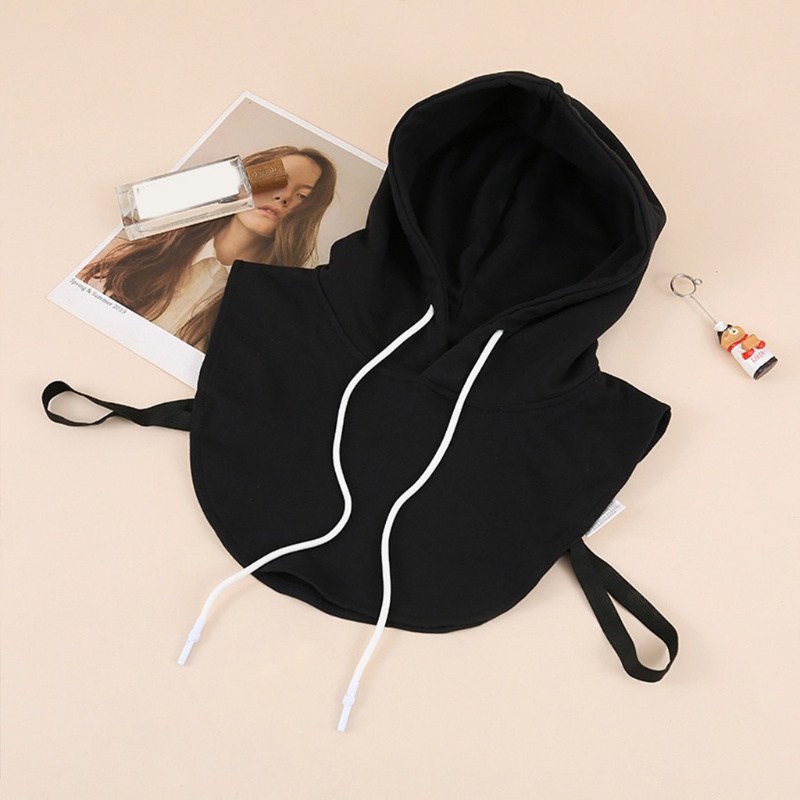 Yoioi Áo Hoodie Unisex Chui Đầu Màu Trơn Cổ Bẻ Rời Được Phong Cách Harajuku Ấm Áp wit