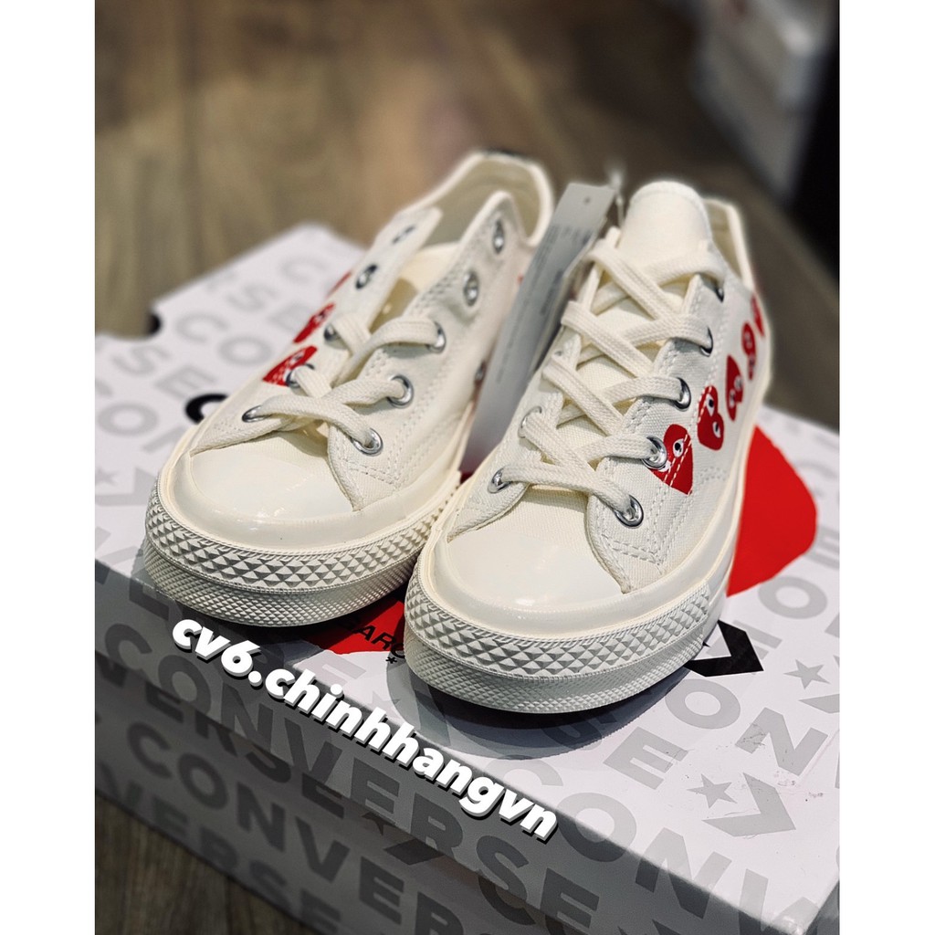 ( 𝙃𝙖̀𝙣𝙜 𝙍𝙚𝙖𝙡 ) Giày Conversse Chuck70s x CDG - “ Mutil Heart ” Thấp Cổ